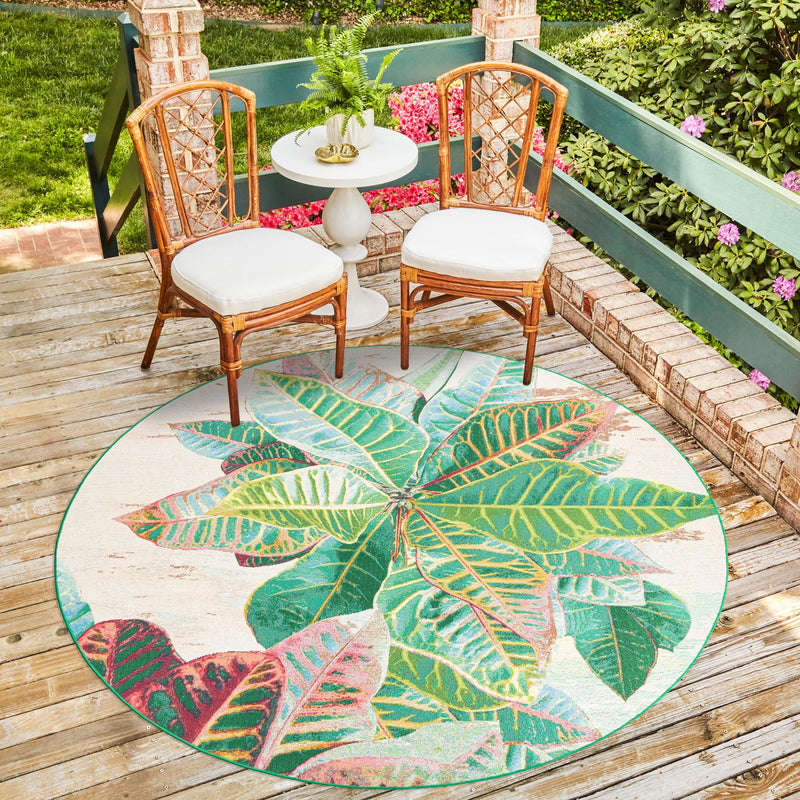 Garden Terrace Escape Collection Area Rug -  Fern Round Multi  lifestyle 70
