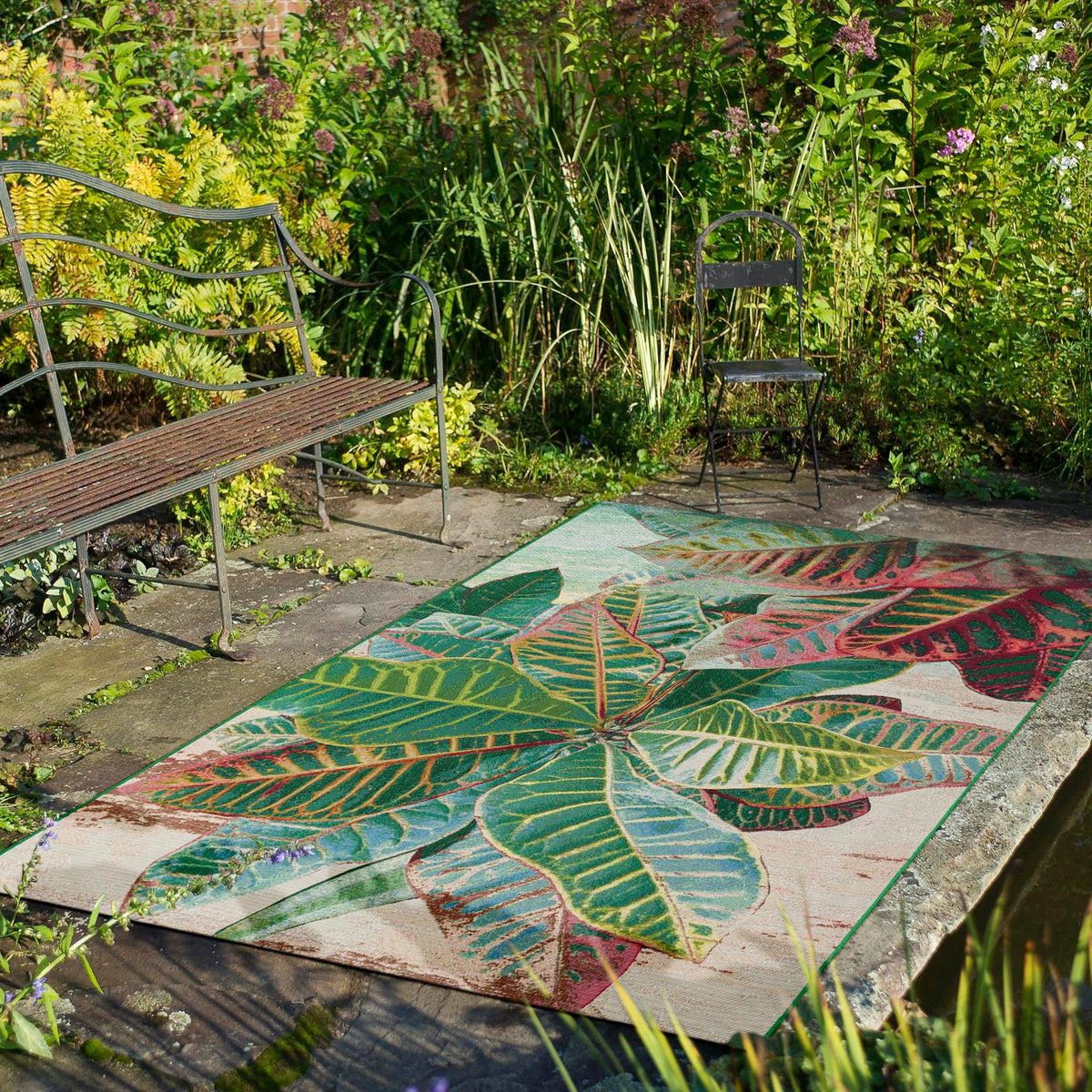 Garden Terrace Escape Collection Area Rug -  Fern Rectangle Multi  lifestyle 15
