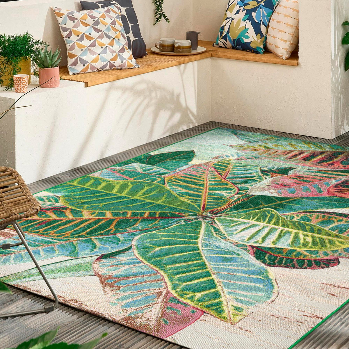 Garden Terrace Escape Collection Area Rug -  Fern Rectangle Multi  lifestyle 16