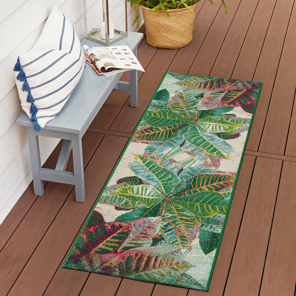 Garden Terrace Escape Collection Area Rug -  Fern Runner Multi  lifestyle 71