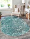 Riviera Elegance Collection Area Rug - Antibes (Turquoise) Oval Turquoise  lifestyle 42