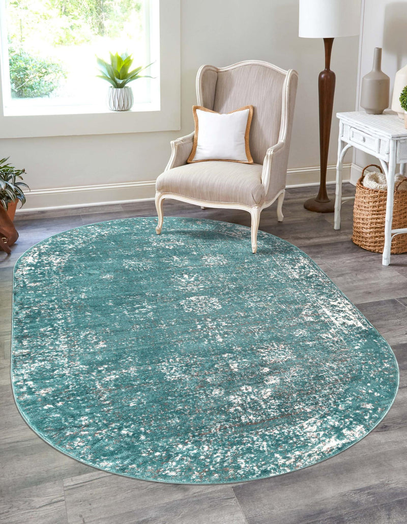 Riviera Elegance Collection Area Rug - Antibes (Turquoise) Oval Turquoise  lifestyle 42