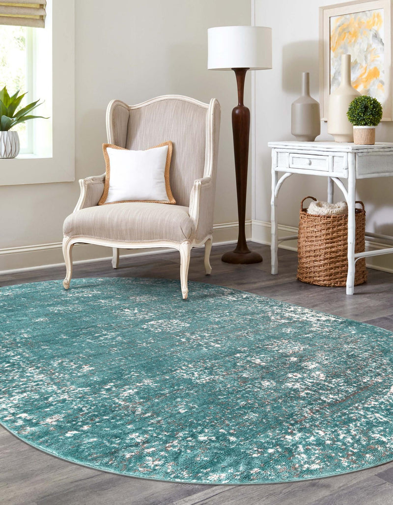 Riviera Elegance Collection Area Rug - Antibes (Turquoise) Oval Turquoise  lifestyle 43