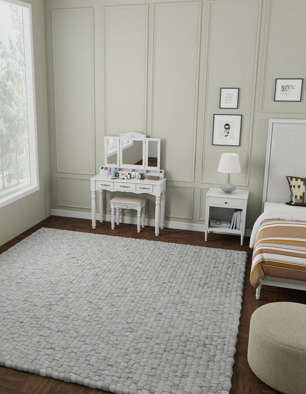 Wool Sphere Alley Collection Area Rug - Sphereville (Gray) Square Gray  lifestyle 28