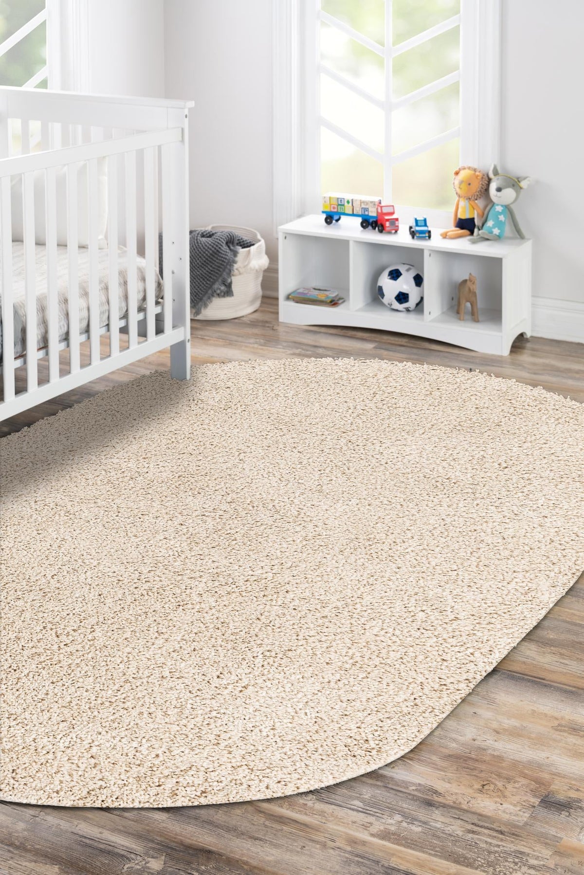 Cozy Comfort Shag Collection Area Rug - Haven (Oatmeal Beige) Oval Oatmeal Beige  lifestyle 27
