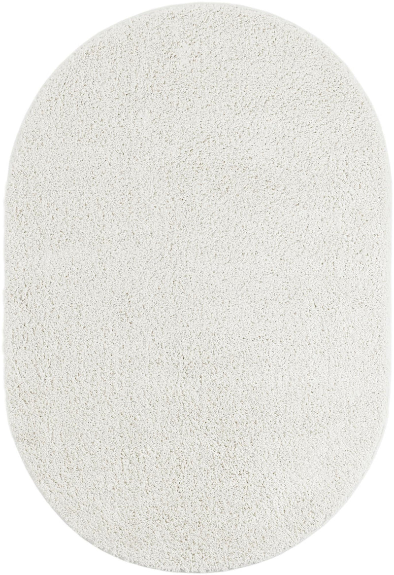 Cozy Comfort Shag Collection Area Rug - Haven (White) Oval White  lifestyle 13