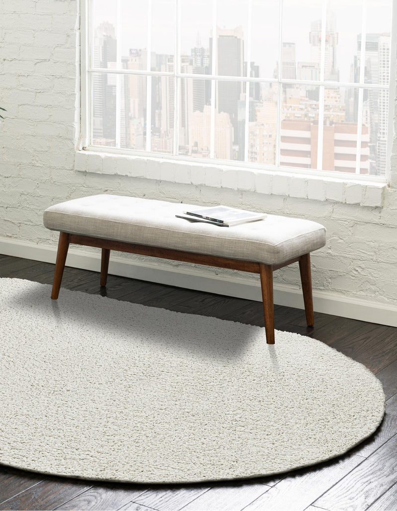 Cozy Comfort Shag Collection Area Rug - Haven (White) Oval White  lifestyle 32