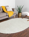 Cozy Comfort Shag Collection Area Rug - Haven (White) Oval White  lifestyle 43