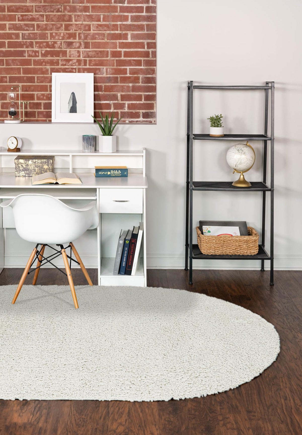 Cozy Comfort Shag Collection Area Rug - Haven (White) Oval White  lifestyle 44