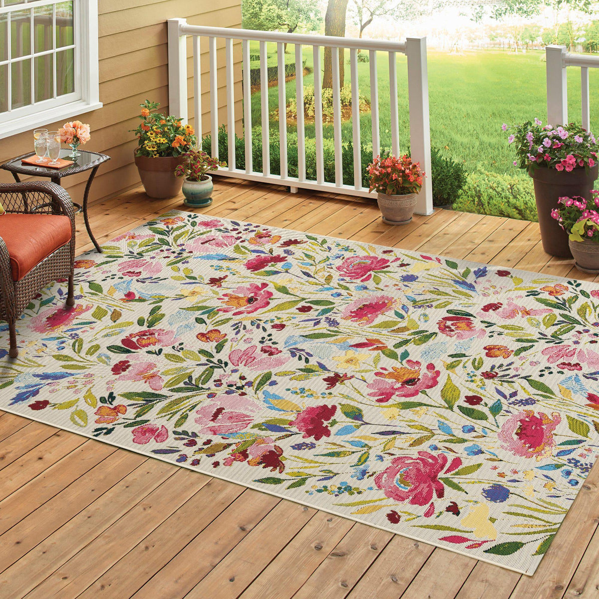 Garden Terrace Escape Collection Area Rug -  Meadow Rectangle Multi  lifestyle 17