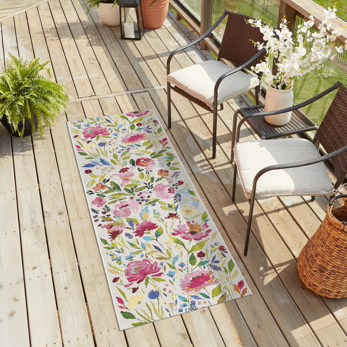 Garden Terrace Escape Collection Area Rug -  Meadow Runner Multi  lifestyle 58