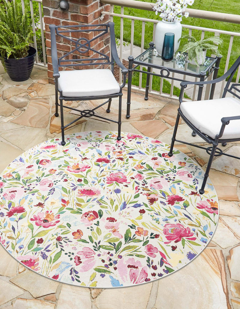 Garden Terrace Escape Collection Area Rug -  Meadow Round Multi  lifestyle 21