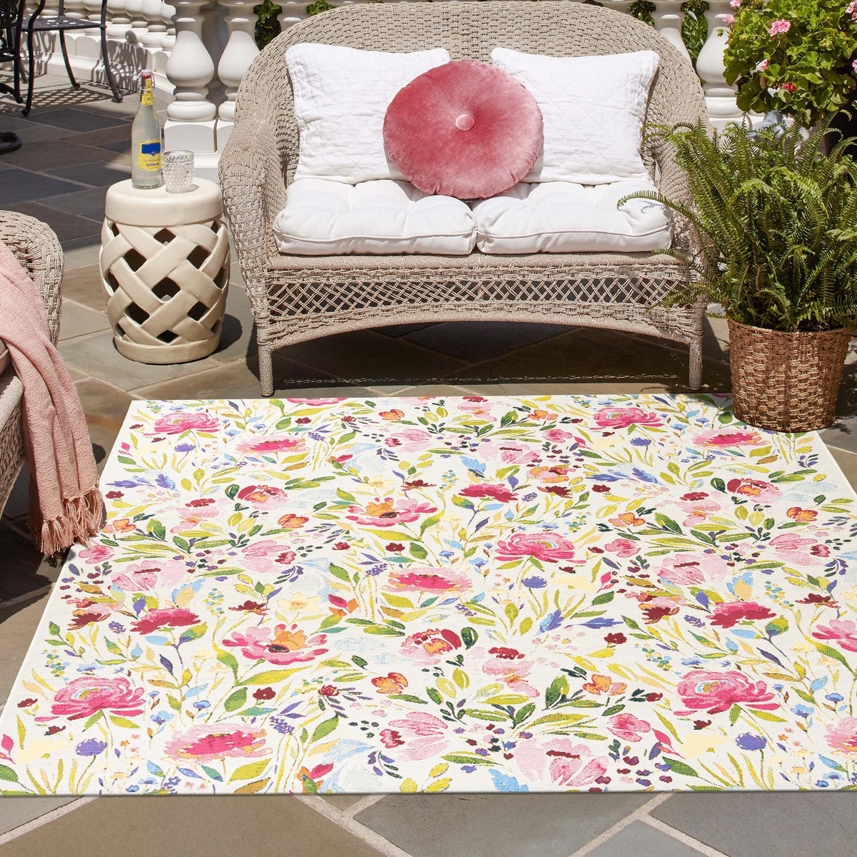 Garden Terrace Escape Collection Area Rug -  Meadow Square Multi  lifestyle 62