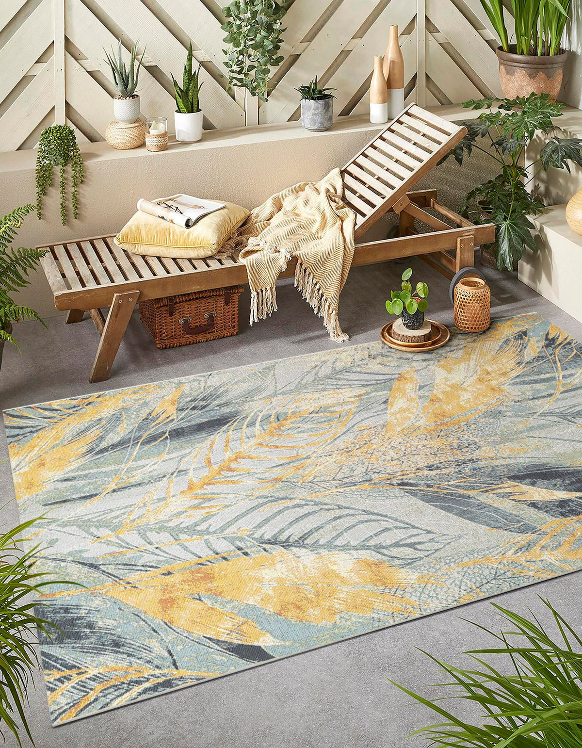 Garden Terrace Escape Collection Area Rug -  Blossom Rectangle Gray Ivory Yellow  lifestyle 3
