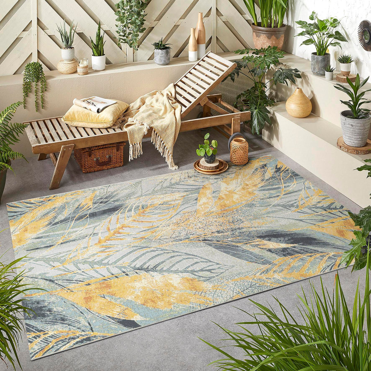Garden Terrace Escape Collection Area Rug -  Blossom Rectangle Gray Ivory Yellow  lifestyle 16