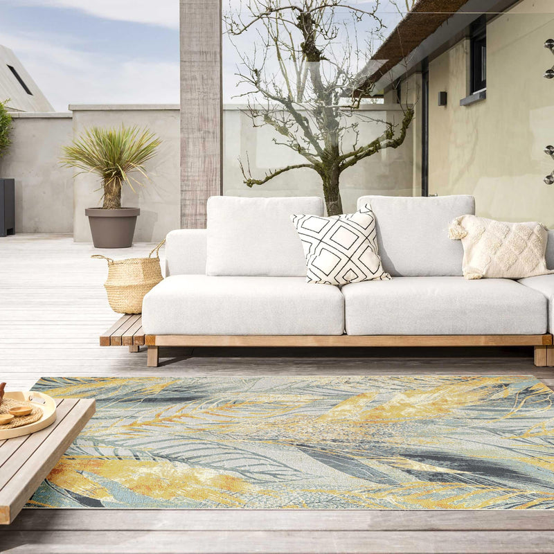 Garden Terrace Escape Collection Area Rug -  Blossom Rectangle Gray Ivory Yellow  lifestyle 17