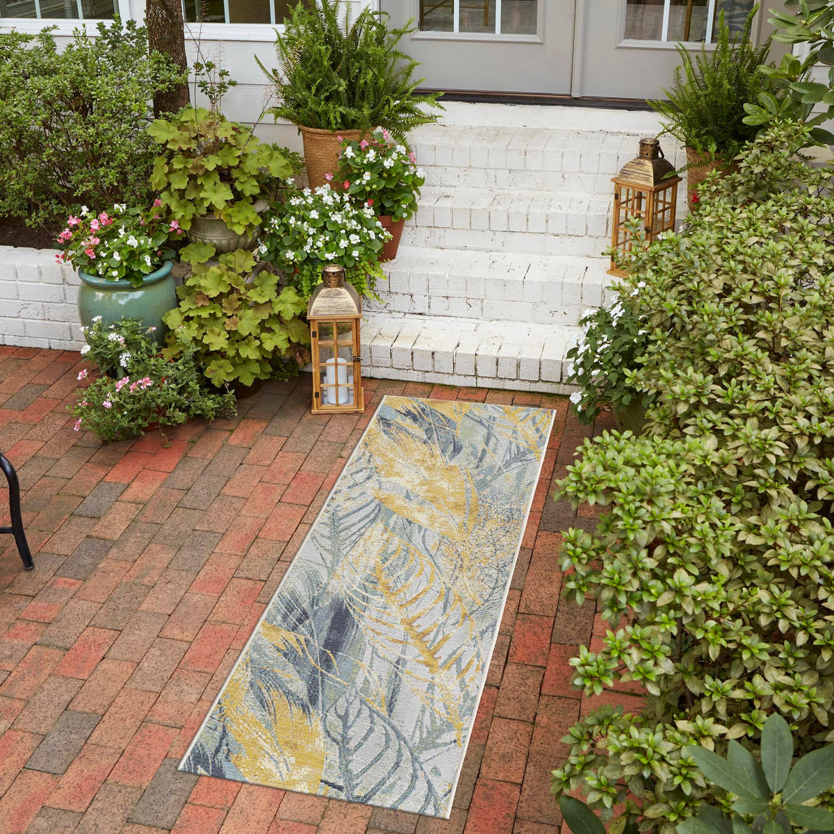 Garden Terrace Escape Collection Area Rug -  Blossom Runner Gray Ivory Yellow  lifestyle 58