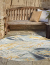 Garden Terrace Escape Collection Area Rug -  Blossom Round Gray Ivory Yellow  lifestyle 24