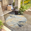 Garden Terrace Escape Collection Area Rug -  Blossom Round Gray Ivory Yellow  lifestyle 57