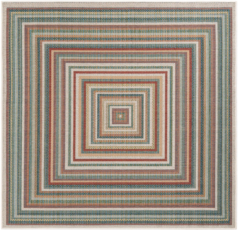 Coastal Terrace Collection Area Rug -  Seashell Square Multi  lifestyle 49