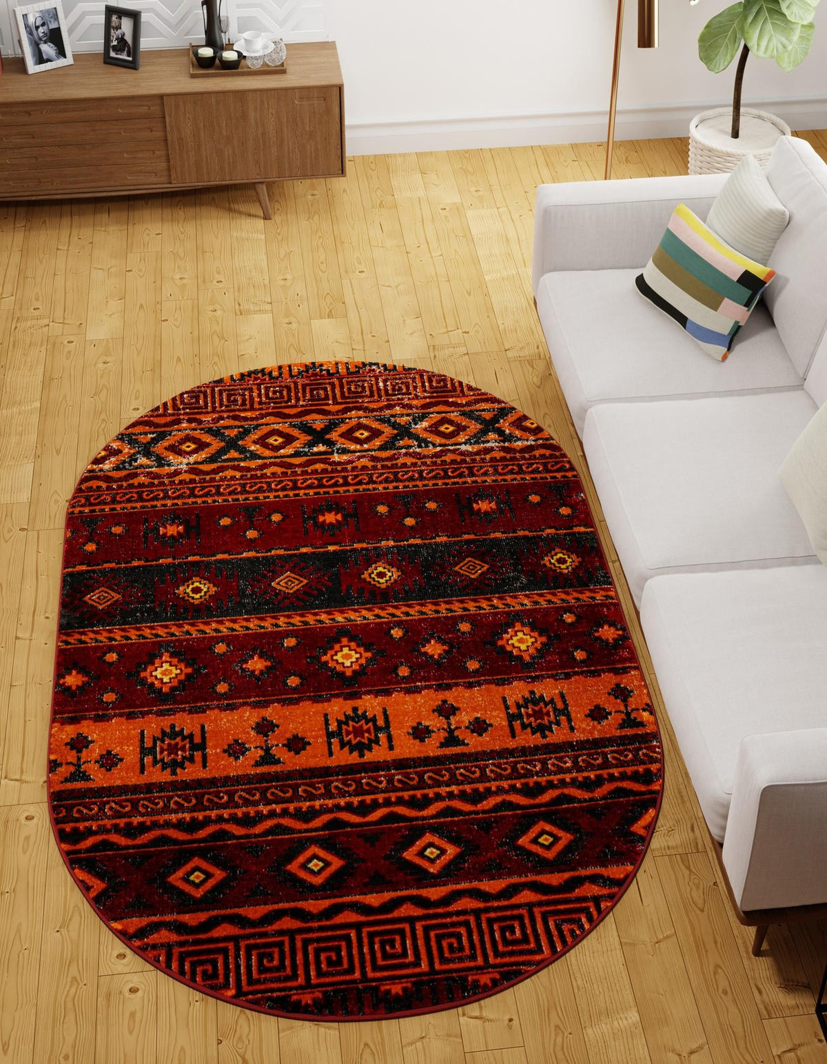 Geneva Terrace Collection Area Rug - Montreux Oval Rust Red  lifestyle 47