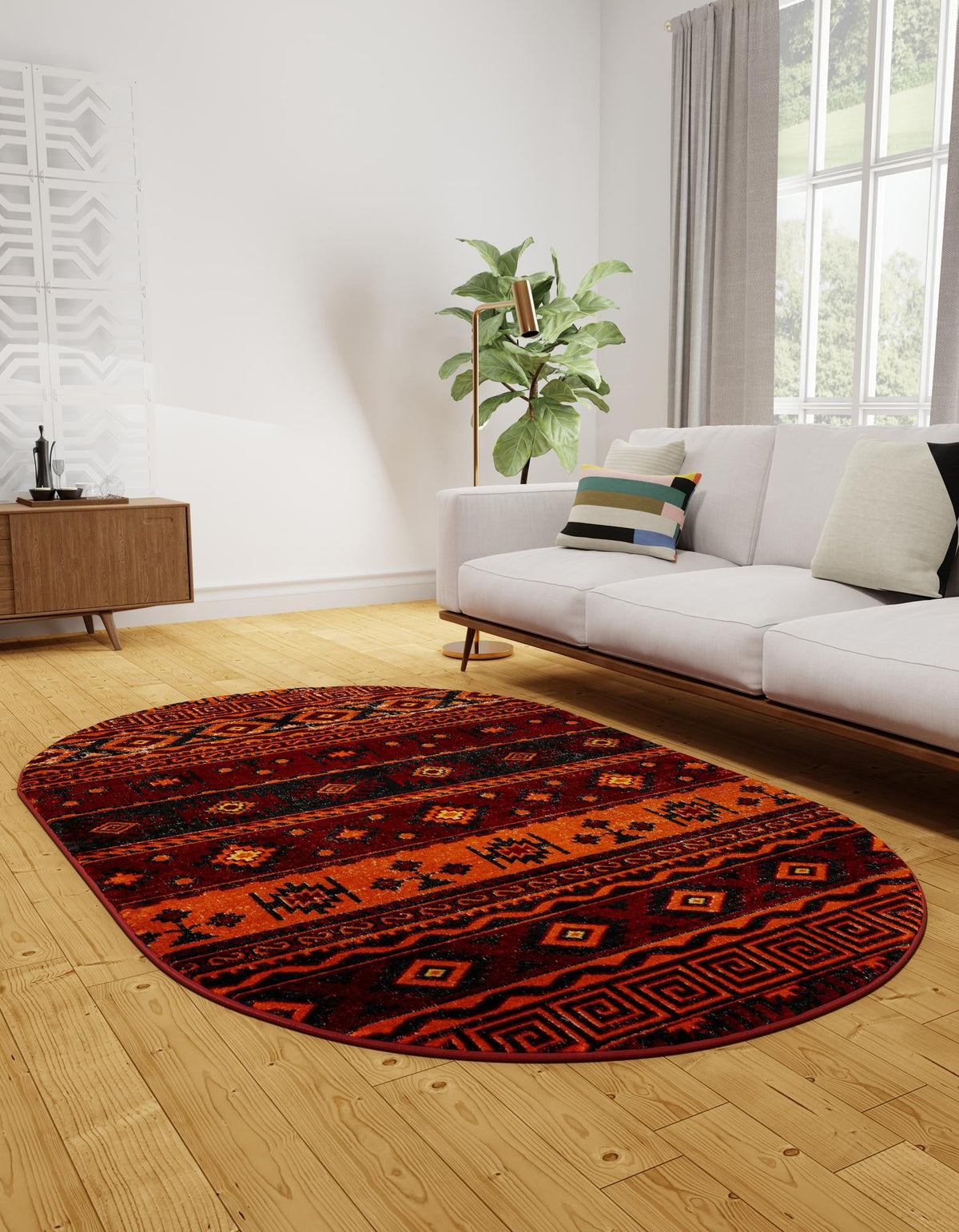 Geneva Terrace Collection Area Rug - Montreux Oval Rust Red  lifestyle 53