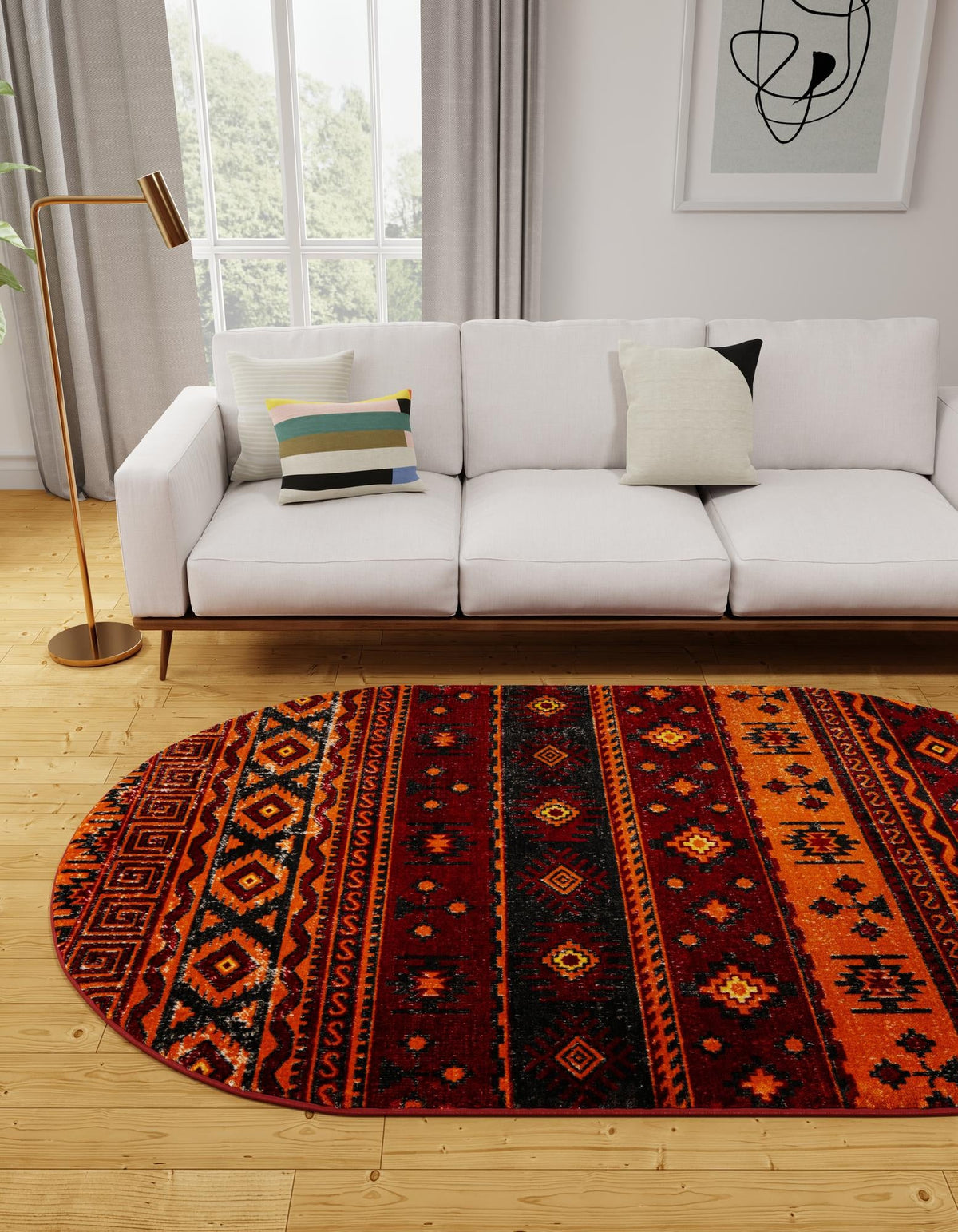 Geneva Terrace Collection Area Rug - Montreux Oval Rust Red  lifestyle 59