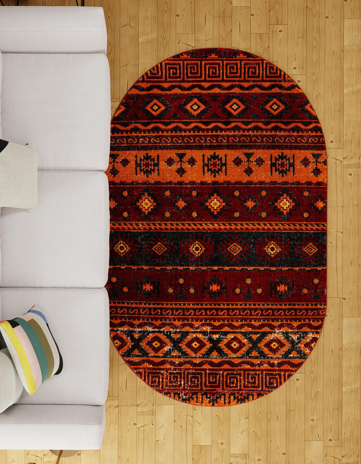 Geneva Terrace Collection Area Rug - Montreux Oval Rust Red  lifestyle 115