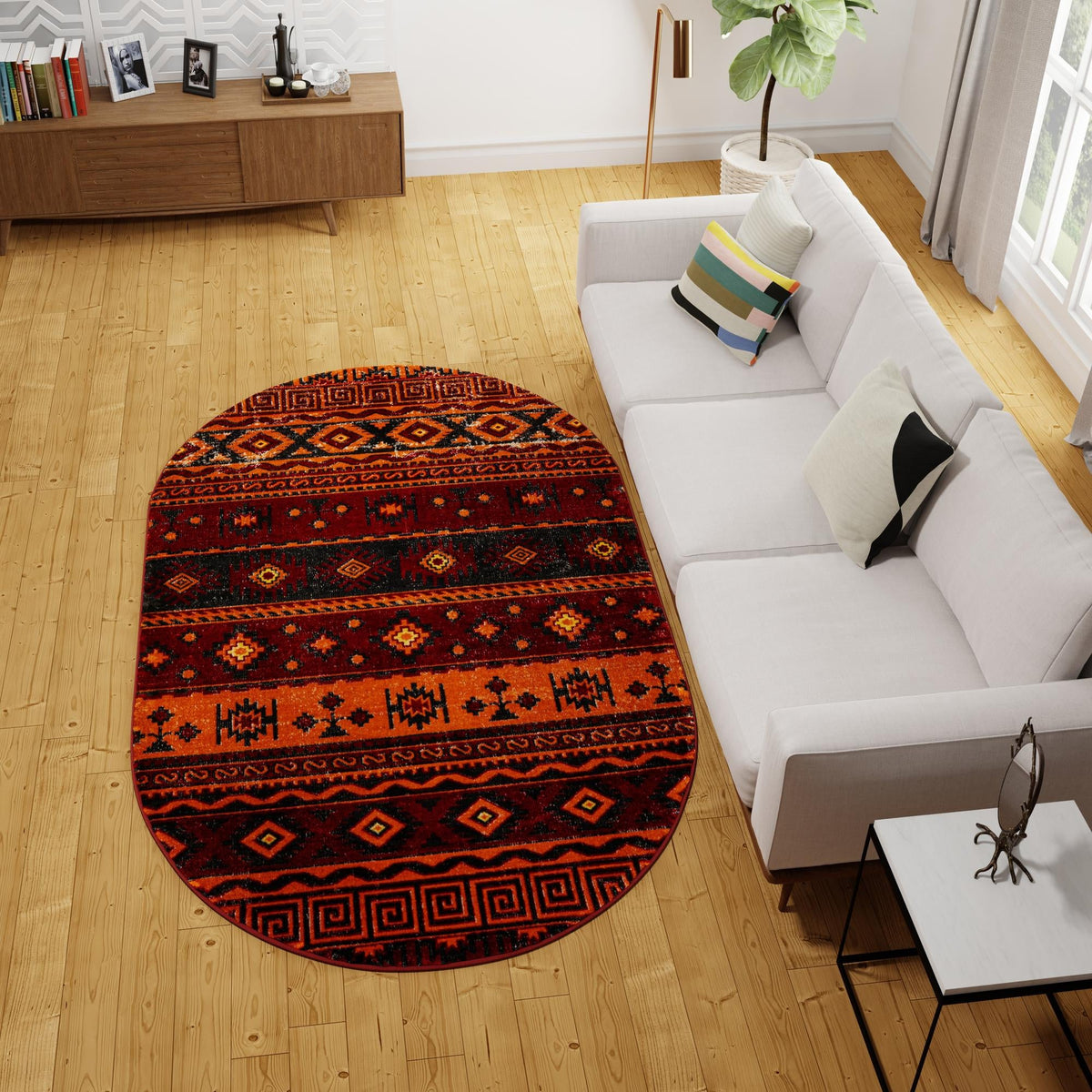 Geneva Terrace Collection Area Rug - Montreux Oval Rust Red  lifestyle 117