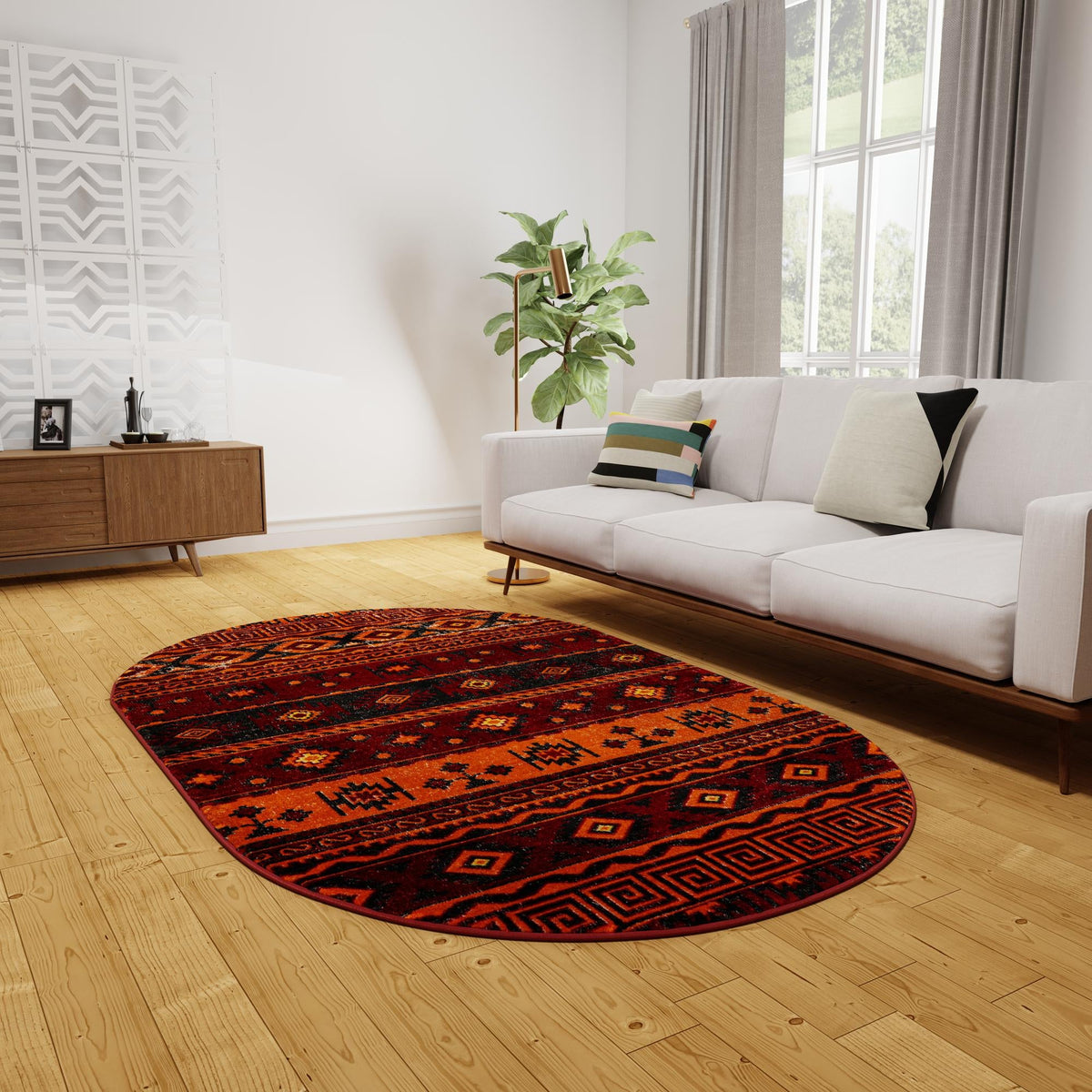 Geneva Terrace Collection Area Rug - Montreux Oval Rust Red  lifestyle 119