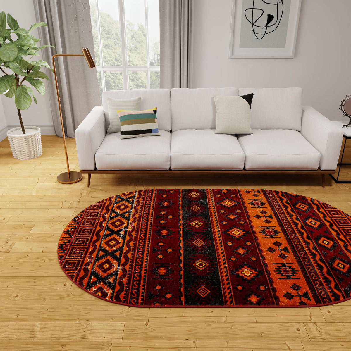 Geneva Terrace Collection Area Rug - Montreux Oval Rust Red  lifestyle 121