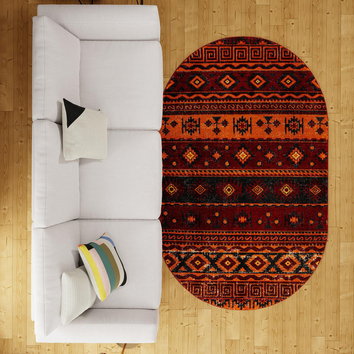 Geneva Terrace Collection Area Rug - Montreux Oval Rust Red  lifestyle 123