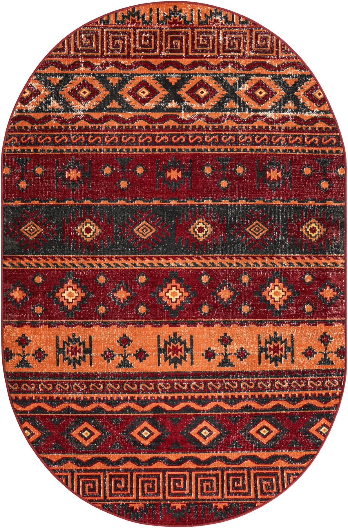 Geneva Terrace Collection Area Rug - Montreux Oval Rust Red  lifestyle 41