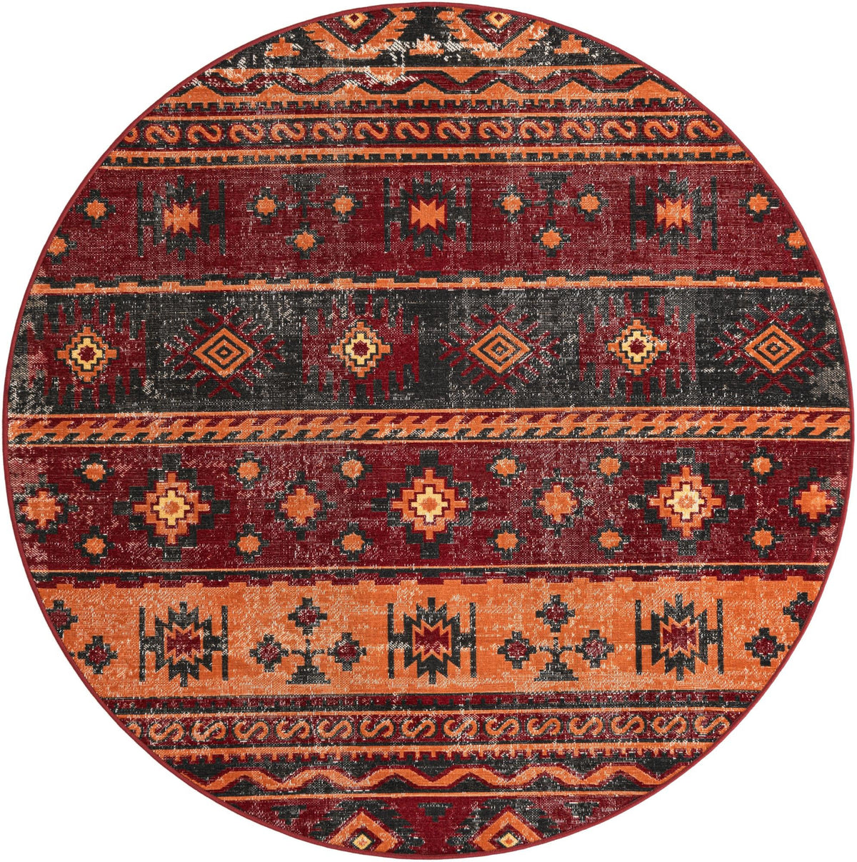 Geneva Terrace Collection Area Rug - Montreux Round Rust Red  lifestyle 42