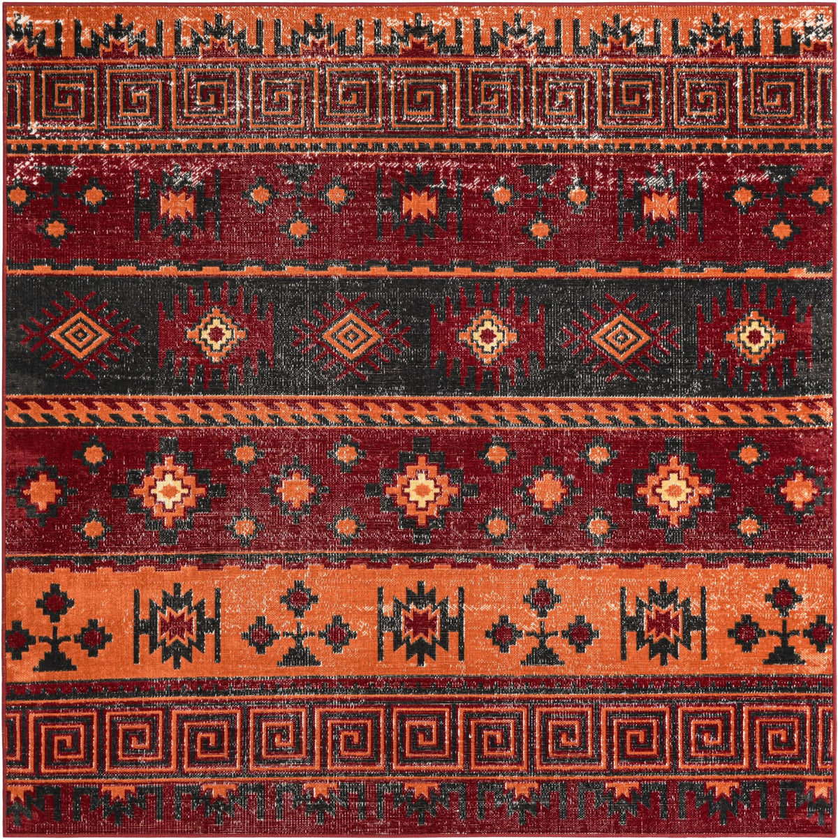 Geneva Terrace Collection Area Rug - Montreux Square Rust Red  lifestyle 43