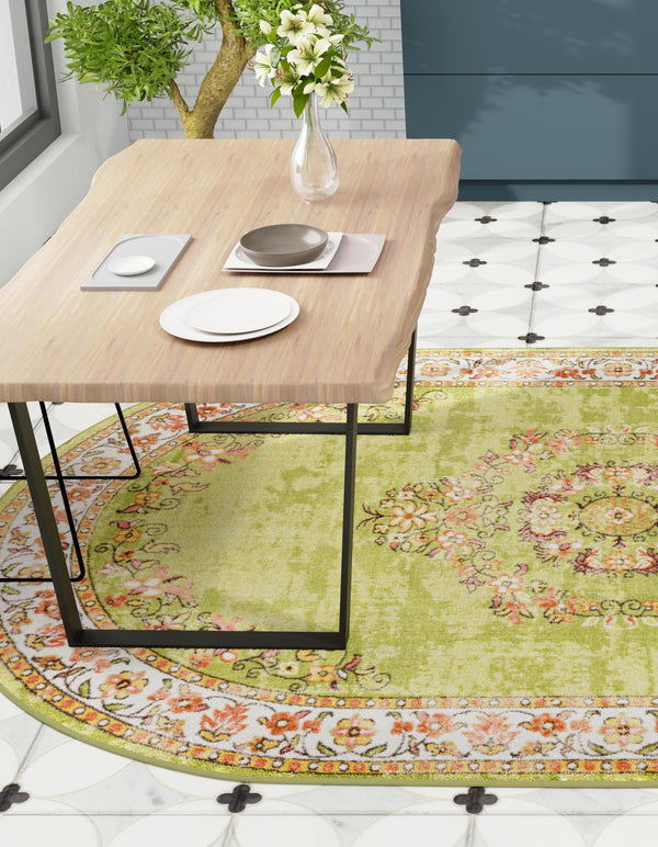 Geneva Terrace Collection Area Rug -  Yverdon Oval Green  lifestyle 59