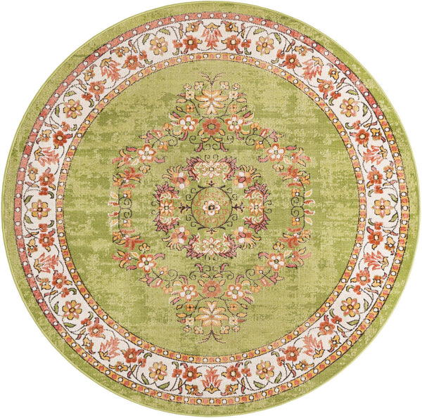 Geneva Terrace Collection Area Rug -  Yverdon Round Green  lifestyle 29