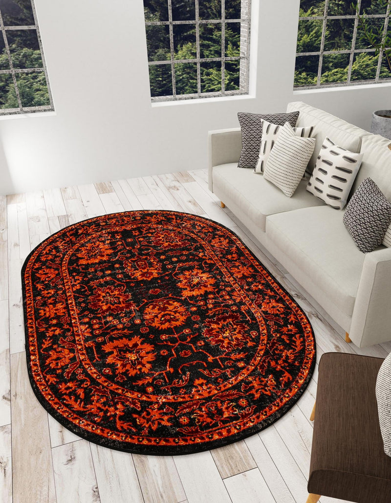 Geneva Terrace Collection Area Rug -  Lausanne Oval Black  lifestyle 45