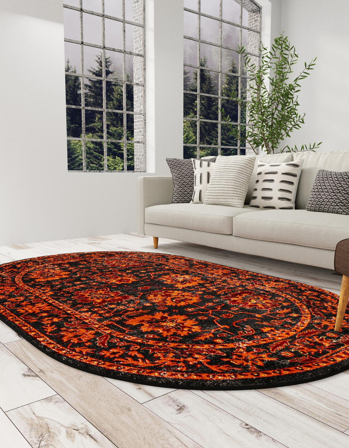 Geneva Terrace Collection Area Rug -  Lausanne Oval Black  lifestyle 51