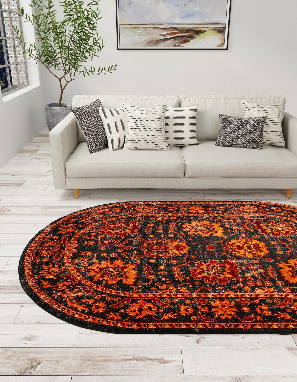 Geneva Terrace Collection Area Rug -  Lausanne Oval Black  lifestyle 57