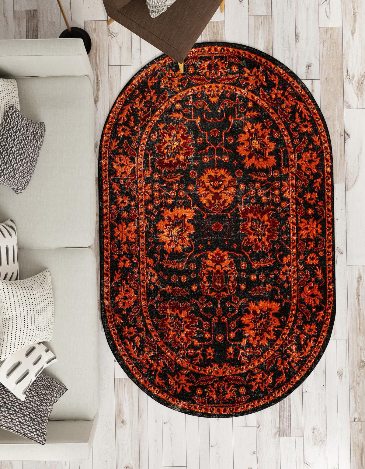 Geneva Terrace Collection Area Rug -  Lausanne Oval Black  lifestyle 109