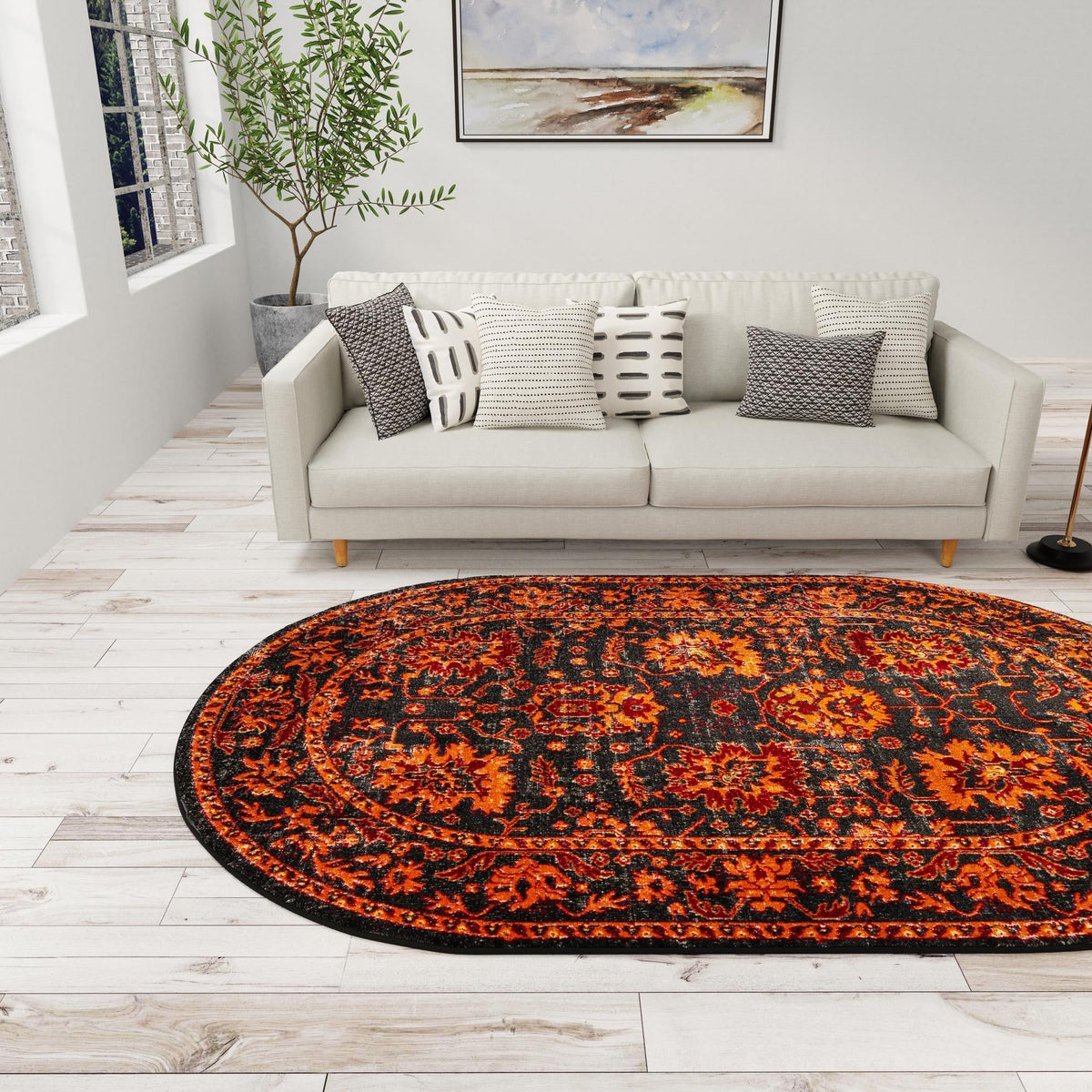 Geneva Terrace Collection Area Rug -  Lausanne Oval Black  lifestyle 115
