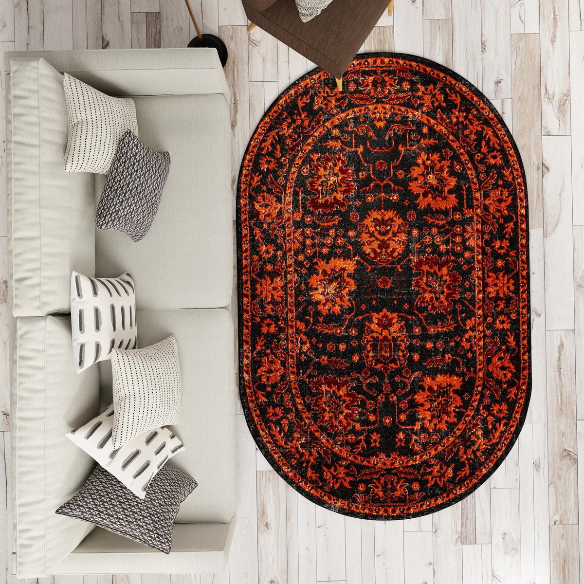 Geneva Terrace Collection Area Rug -  Lausanne Oval Black  lifestyle 117