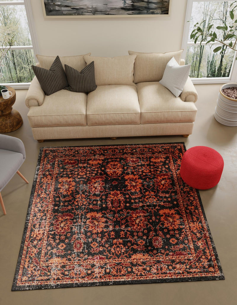 Geneva Terrace Collection Area Rug -  Lausanne Square Black  lifestyle 47