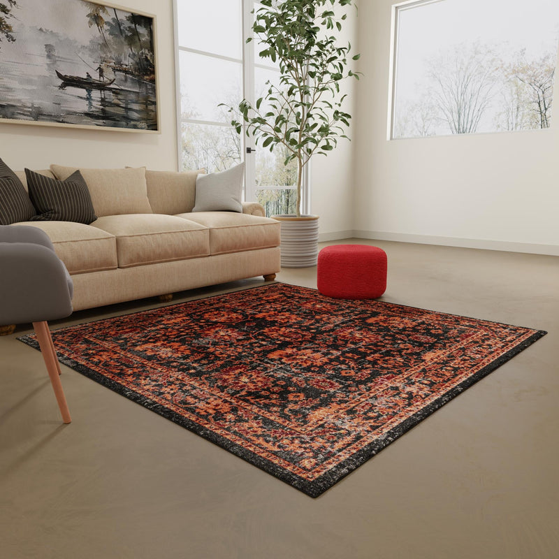Geneva Terrace Collection Area Rug -  Lausanne Square Black  lifestyle 114