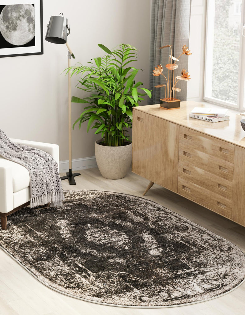Copenhagen Comfort Collection Area Rug -  Roskilde Oval Charcoal  lifestyle 23