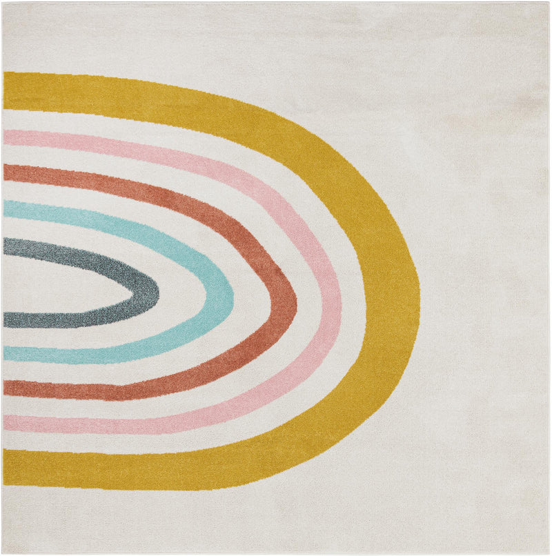 Playful Patterns Collection Area Rug -  Illusion Square Ivory  lifestyle 18