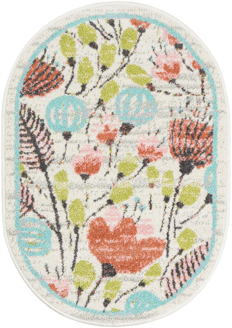 Playful Patterns Collection Area Rug -  Fantasy Oval Ivory  lifestyle 18