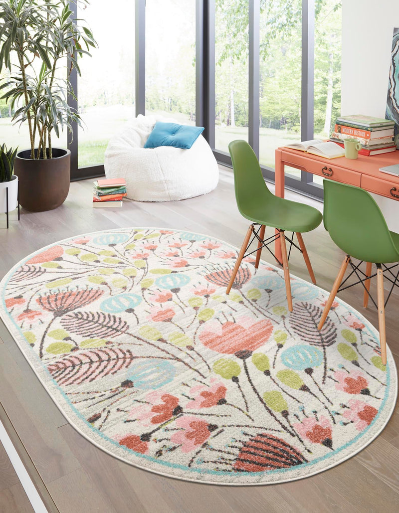 Playful Patterns Collection Area Rug -  Fantasy Oval Ivory  lifestyle 22