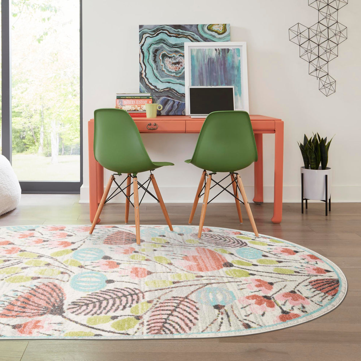 Playful Patterns Collection Area Rug -  Fantasy Oval Ivory  lifestyle 81